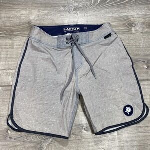 Laird Apparel Board Shorts Mens 30 Gray Geometric‎ Stretch Surf Swim Trunks